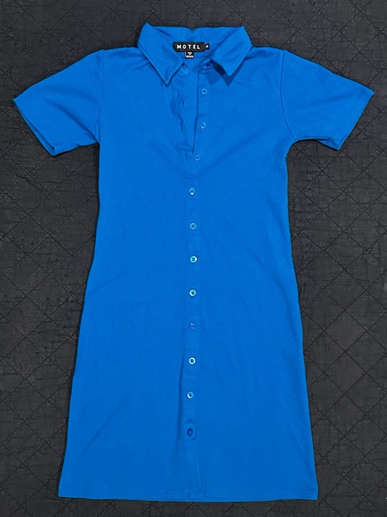 Motel Rocks Dresses & Skirts - Motel Rocks Blue Button-Down Polo Dress